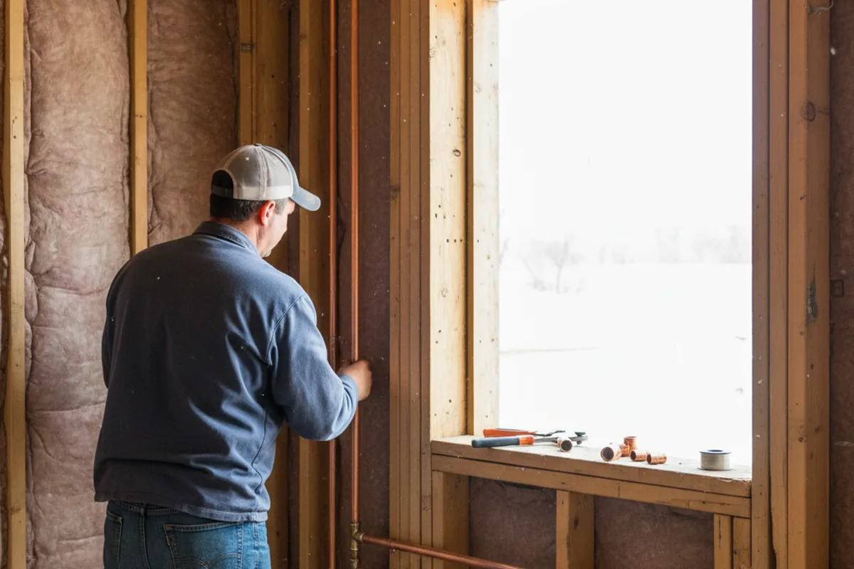 Licensed plumber running new copper supply lines in a Clatskanie home